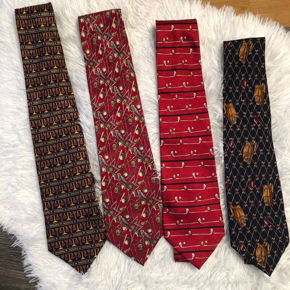 Museum Artifacts Silk Golf Tie 4 Lot - Picture 1 of 5